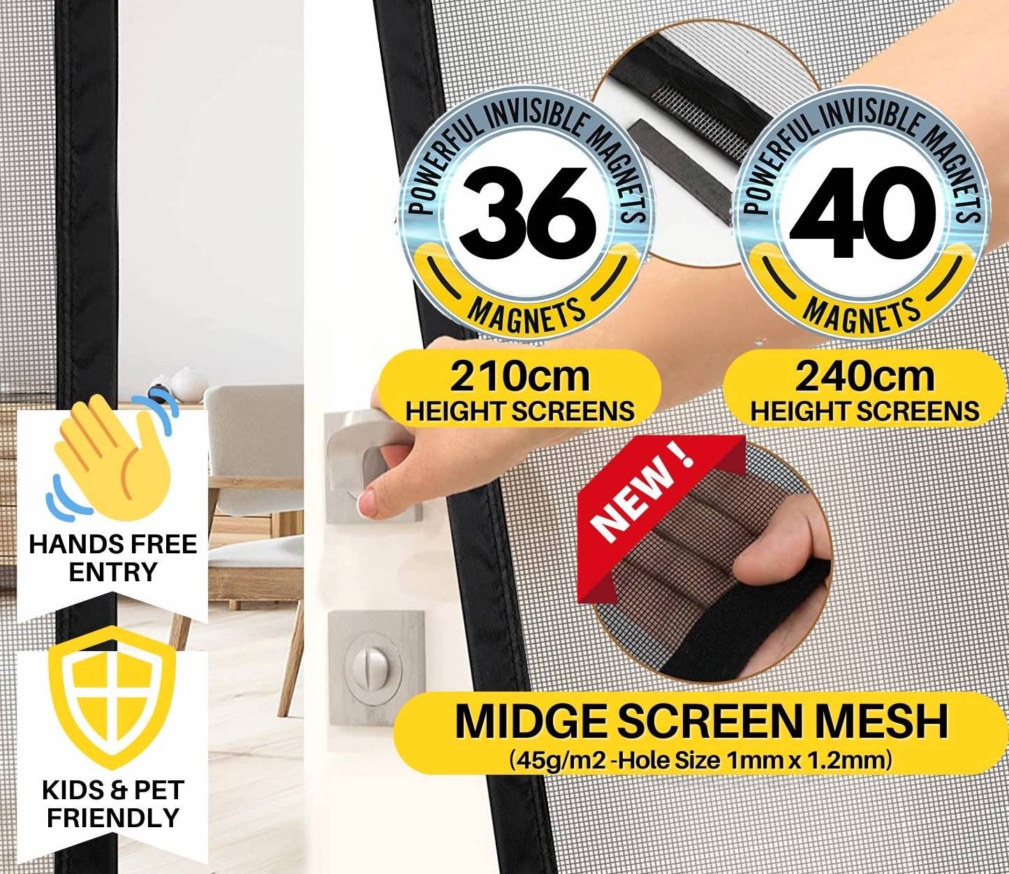 Magnetic Fly Screen Door Black 60 x 210 cm, image 4