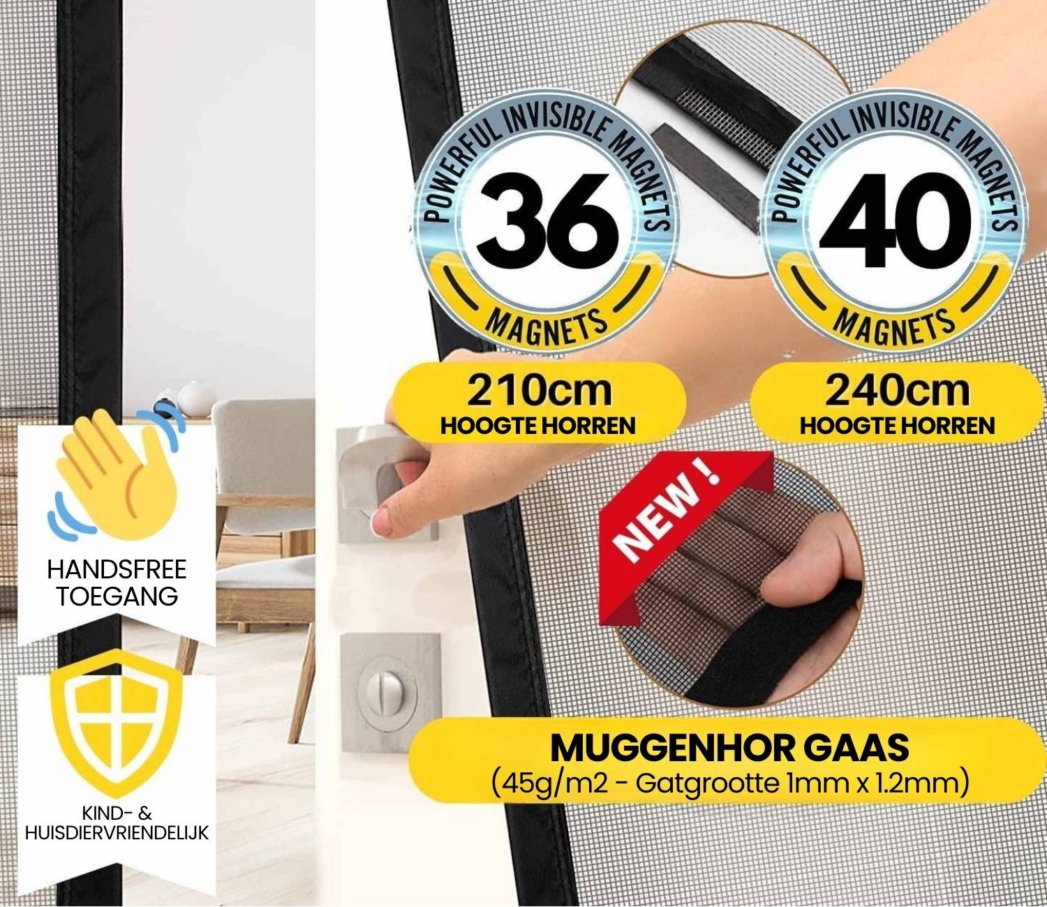 Magnetic Fly Screen Door Black 60 x 210 cm, image 10